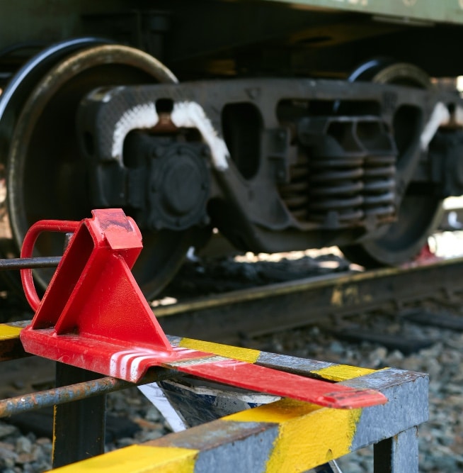 Railcar on tracks