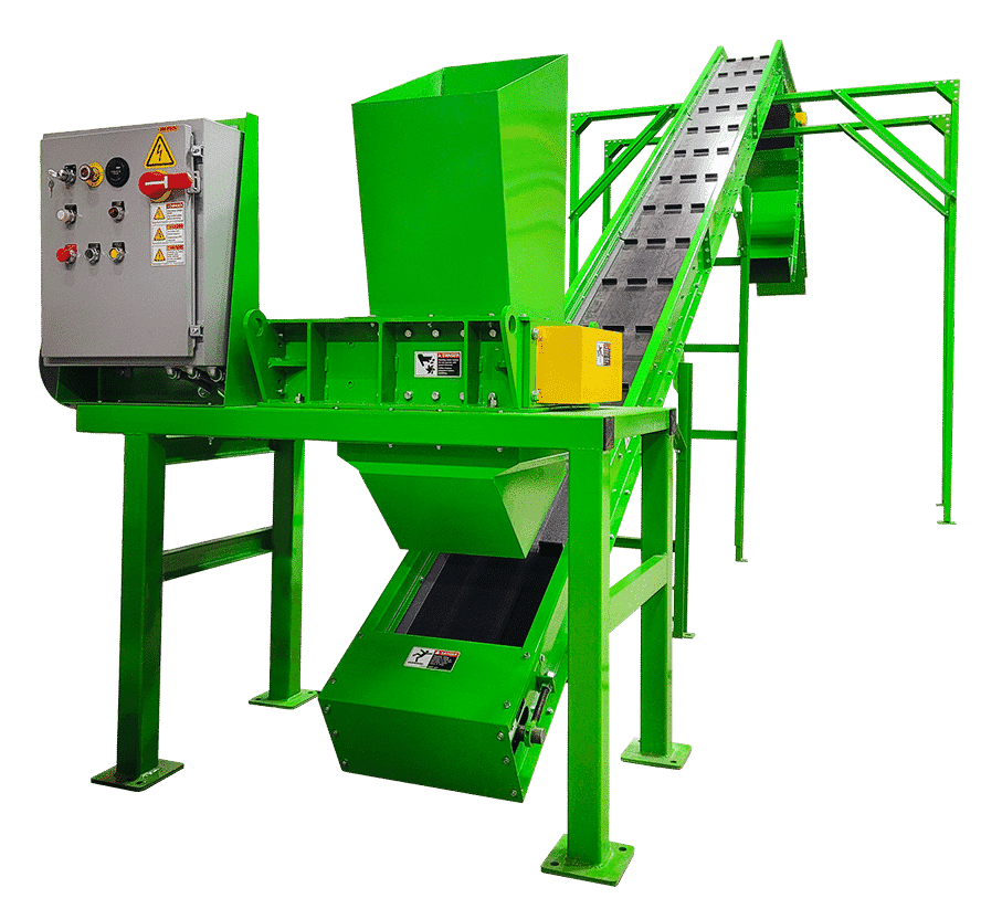 10hp Herb Shredder with chute and conveyor