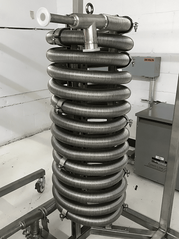 Coil heat exchanger upgrade for yellowstone falling film