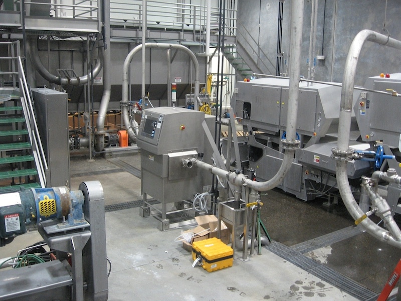 Pipeline x-ray integrated into a food processing line