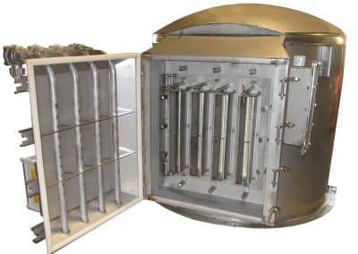 Pneumatic housing with hatch open