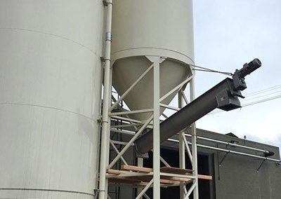 Spent grain silo outside